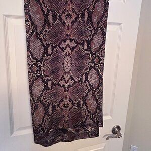 Snakeskin print 100% silk  Cynthia Rowley Scarf - 14" x 60" Brown, Black, Tan